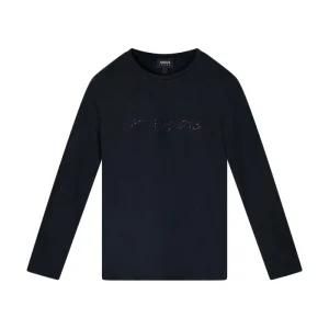 Armani Jeans Logo Long Sleeved Navy T-Shirt 6Y5T20 Women's