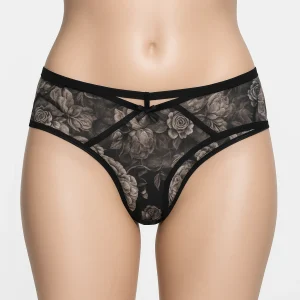 Victoria's Secret Novelty Cheeky Knickers Floral Black