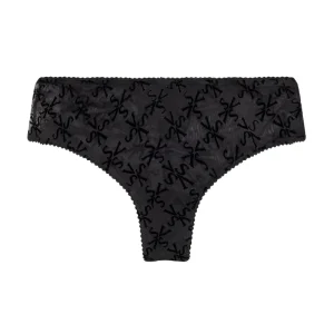 Victoria's Secret Black Flocked Mesh Cheeky Knickers