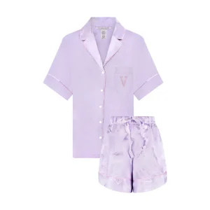 Victoria's Secret Butterfly Satin Short Pyjamas Set Lilac - X Large