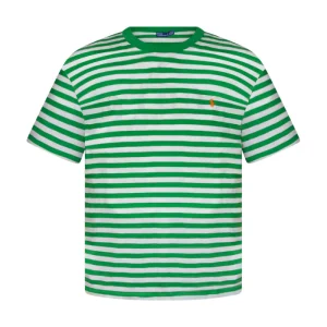 Ralph Lauren Polo Women's Striped T-Shirt Green & White - X Large