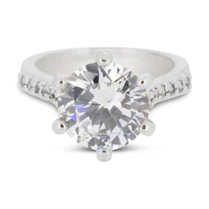Covet Rhodium Plated Cubic Zirconia Ring Size 5