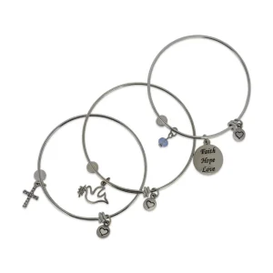 Lovita Silver Bangle Faith, Hope, Love