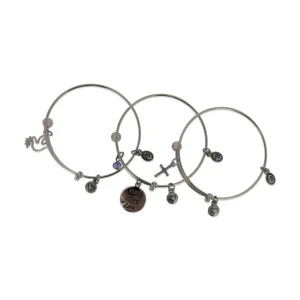 Bella Perlina Silver Bangle Faith, Hope, Love