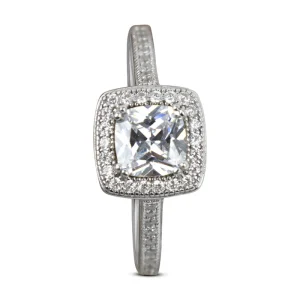 Olivia 925 Sterling Silver Square Micro Pave Ring - Size 8