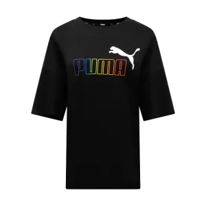 Puma Women's Rainbow T-Shirt Black Relaxed Fit