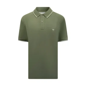 Fynch Hatton Men's Striped Collar Polo Shirt Dusty Olive Khaki