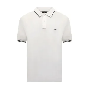 Fynch Hatton Men's Striped Collar Polo Shirt White