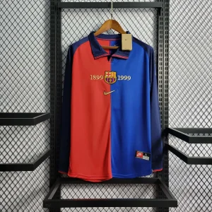1999-2000 Retro Barcelona 100th Anniversary Home Jersey Long Sleeve
