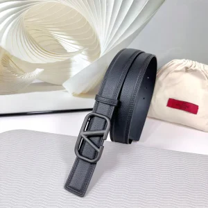 Vlogo Edition Belt 34mm Black Calfskin Black Buckle