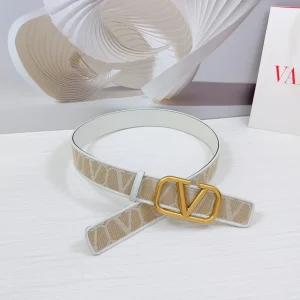 Valenti Toilde Iconographe Belt 40mm White Beige Calfskin Gold Buckle