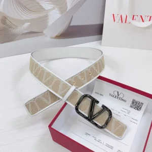 Valenti Toilde Iconographe Belt 40mm White Beige Calfskin Ruthenium-finish Buckle