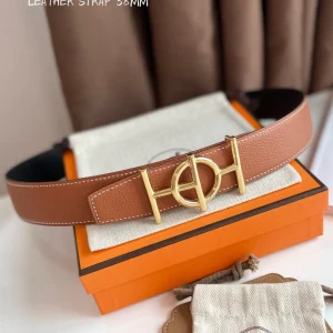 ULYSSE BELT BUCKLE & REVERSIBLE GINGER ORANGE LEATHER STRAP 38MM GOLD HARDWARE