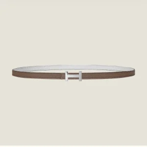 HM FOCUS BUCKLE & REVERSIBLE PEANUT BROWN AND WHITE LEATHER STRAP 13MM SILVER HARDWARE