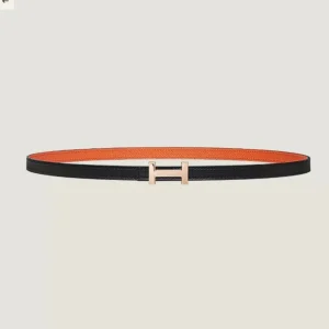 HM FOCUS BUCKLE & REVERSIBLE BLACK AND ORANGE LEATHER STRAP 13MM COPPER HARDWARE