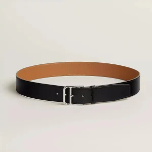 HM ROMAIN 35MM BELT BLACK LEATHER SILVER HARDWARE