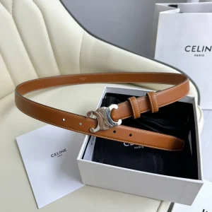 SMALL TRIOMPHE BELT 18 MM BRONZE BROWN LEATHER SILVER HARDWARE