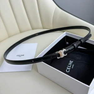 MINI TRIOMPHE BELT 13 MM BLACK LEATHER SILVER HARDWARE