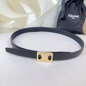 CL MEDIUM 25MM REVERSIBLE FRAMED TRIOMPHE BELT BLACK CALFSKIN LIGHT GOLD HARDWARE