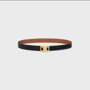 CL MEDIUM 25 MM REVERSIBLE FRAMED TRIOMPHE BELT BLACK AND BRONZE BROWN CALFSKIN GOLD HARDWARE