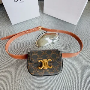 CL BELT MONOGRAM BROWN BAG TRIOMPHE 25 MM BELT TRIOMPHE ORANGE CALFSKIN