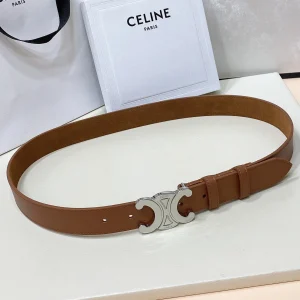 CL LARGE 30 MM TRIOMPHE BELT IN BRONZE BROWN SILVER HARDWARE