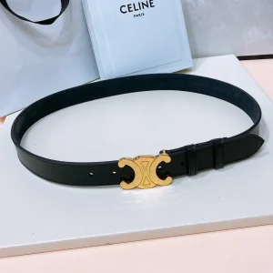 CL LARGE 30 MM TRIOMPHE BELT IN BLACK AND GOLD HARDWARE