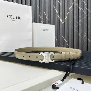 CL TRIOMPHE 25 MM BELT IN OLIVE GREEN CALFSKIN SILVER HARDWARE