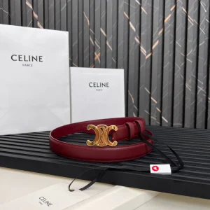 CL TRIOMPHE 25 MM BELT IN CURRANT RED CALFSKIN GOLD HARDWARE