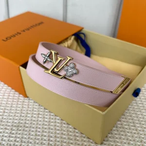 LV GRAM 20 MM REVERSIBLE BELT LIGHT PINK CALFSKIN GOLD HARDWARE