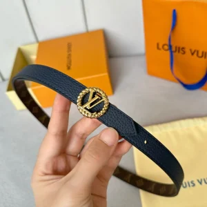 LV S-LOCK BELT 20 MM IN NAVY BLUE CALFSKIN AND CIRCLE GOLD HARDWARE