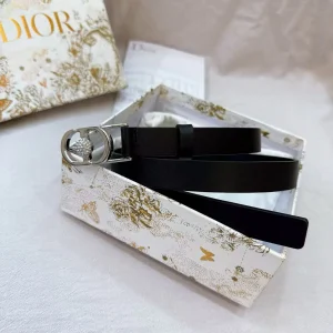 Dior CD Buckle Belt Black Leather