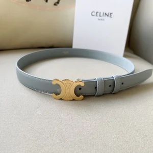 Medium Triomphe Belt 25mm Baby Blue Calfskin Ghw