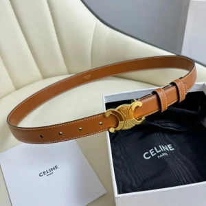 MEDIUM TRIOMPHE BELT 25MM BRONZE BROWN LEATHER GOLD HARDWARE