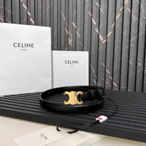 CL TRIOMPHE 25 MM BELT IN BLACK SOLF CALFSKIN GOLD HARDWARE