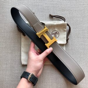 H CONTANCE BELT 38MM BLACK GREY LEATHER