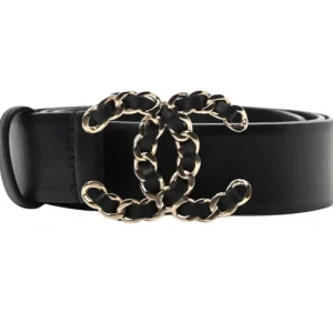 CC WOMEN'S BELT 30MM LEATHER BLACK BUCKLE SILVER BLACK