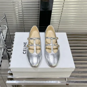 FLAT SANDALS WITH DOUBLE STRAP-DESIGN LEATHER SILVER