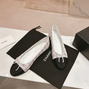 ballet flats white red lambskin embroidery grosgrain