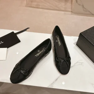 ballet flats black lambskin embroidery grosgrain
