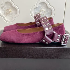 Alaia 25 Biker Ballet Flats Purple Suede 291059