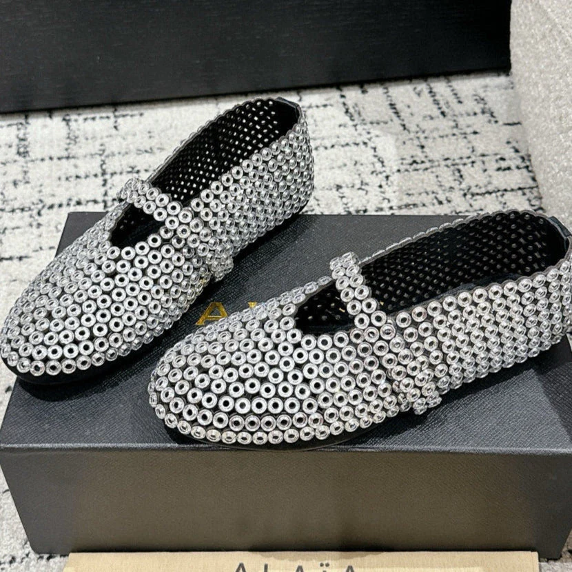 Alaia 25 Embellished Mary Jane Flats White Suede  293179