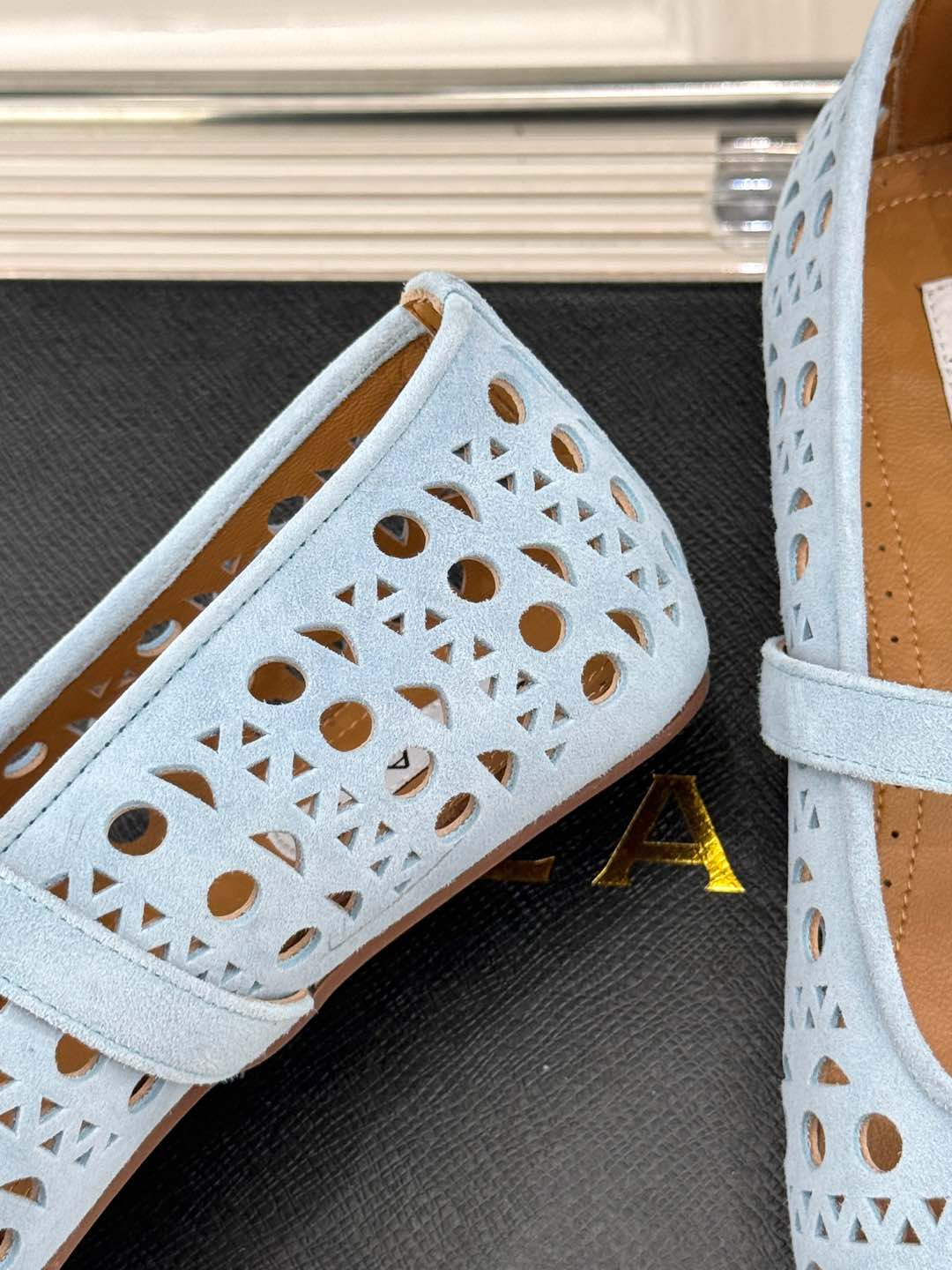 Alaia Women's Ballet Flat Light Blue Suede 293224 - Image 9