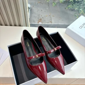 CELINE Ballet Flats Red Patent Leather 285945