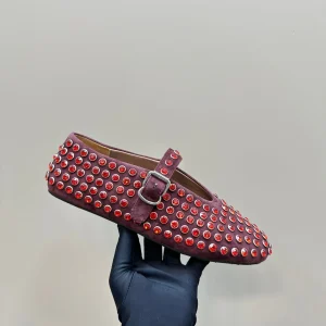 Alaia Strass Suede Ballet Flats In Red Purple 999328