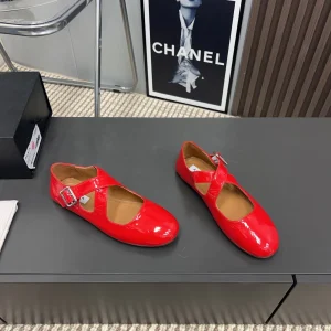 Alaila Criss Cross Ballet Flats In Red Glossy Calfskin 996033
