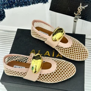 ballet flat jewel fishnet beige lambskin