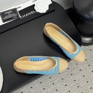 CC 25 Ballet Flat Blue Beige Raffia