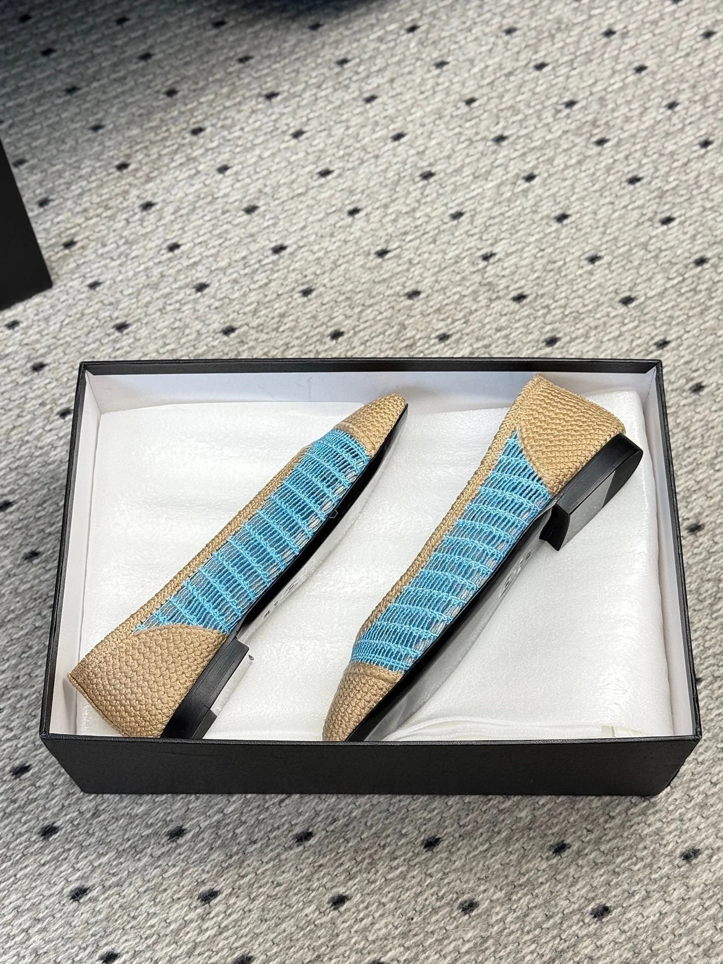 CC 25 Ballet Flat Blue Beige Raffia - Image 7