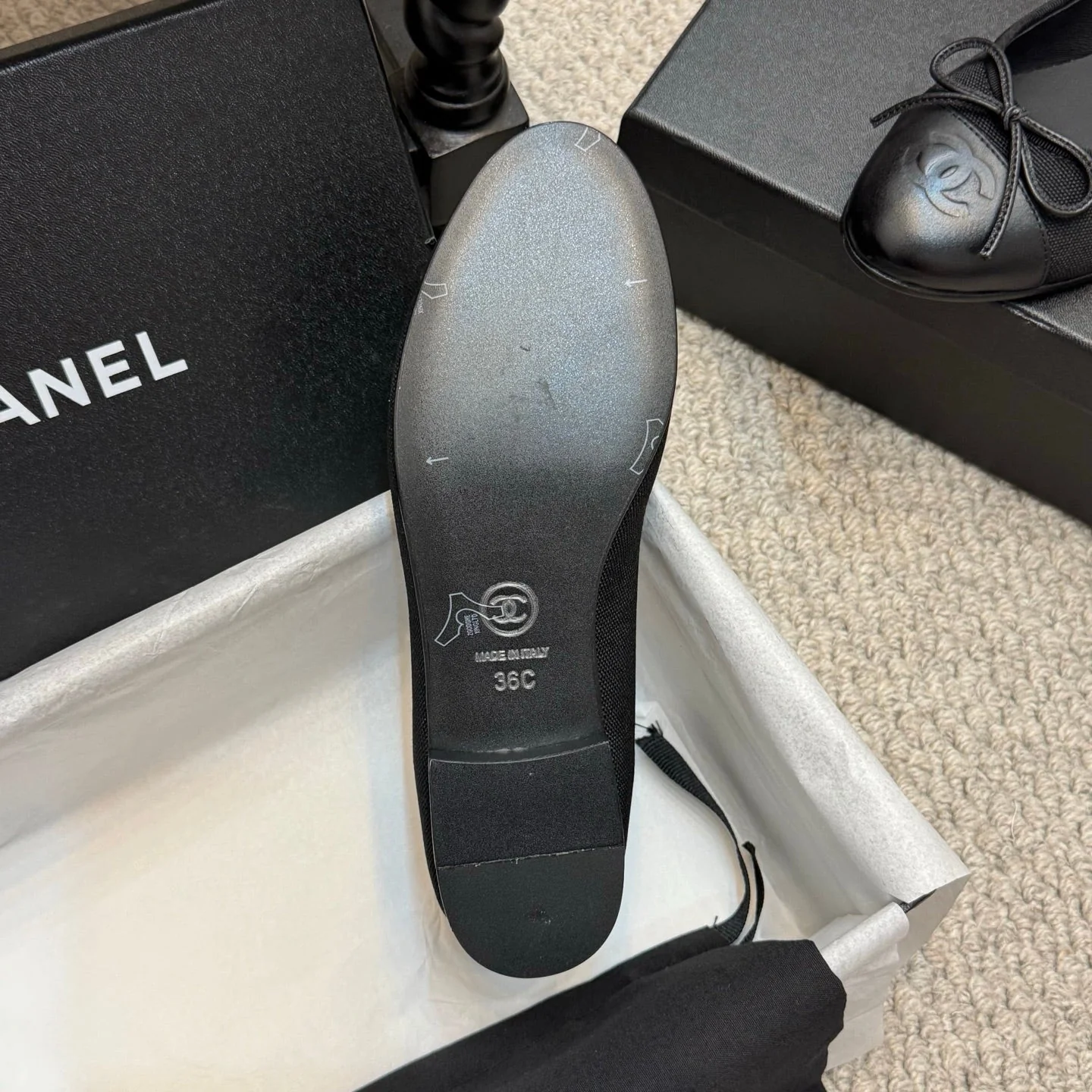 CC 25p Ballet Flat Black Canvas Calfskin - Image 8